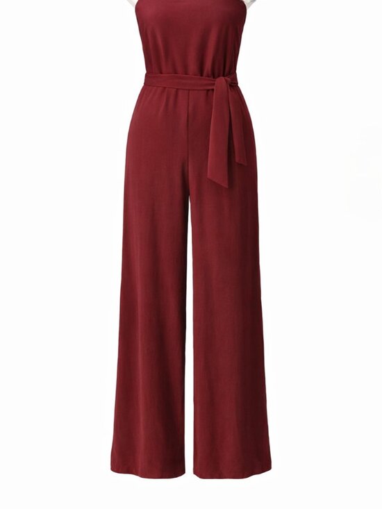Monteau Pants - NEW Monteau Los Angeles Strapless Tube Jumpsuit Med. crepe bandeau burgundy chic